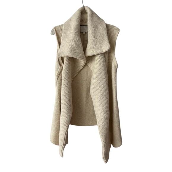 Brochu Walker Alpaca Blend Long Open Front Sweater Vest Cardigan Cream Small - Picture 1 of 16